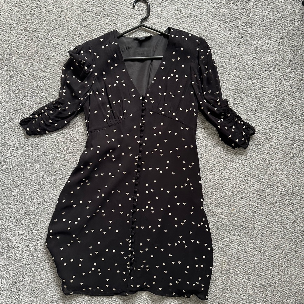 AllSaints Black & White Heart Dress - Medium